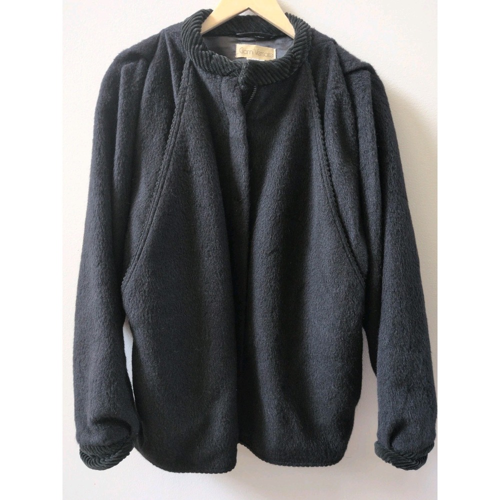 Gianna Versace Vintage Wool Jacket Size 42 With Corduroy Trim Accents